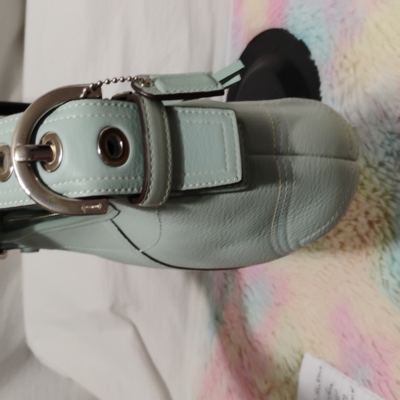 Authentic Coach Y2K Small Blue Pebbled Leather Shoulder Bag - Picture 5 of 16